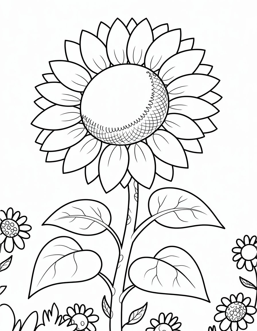 happy flower coloring page