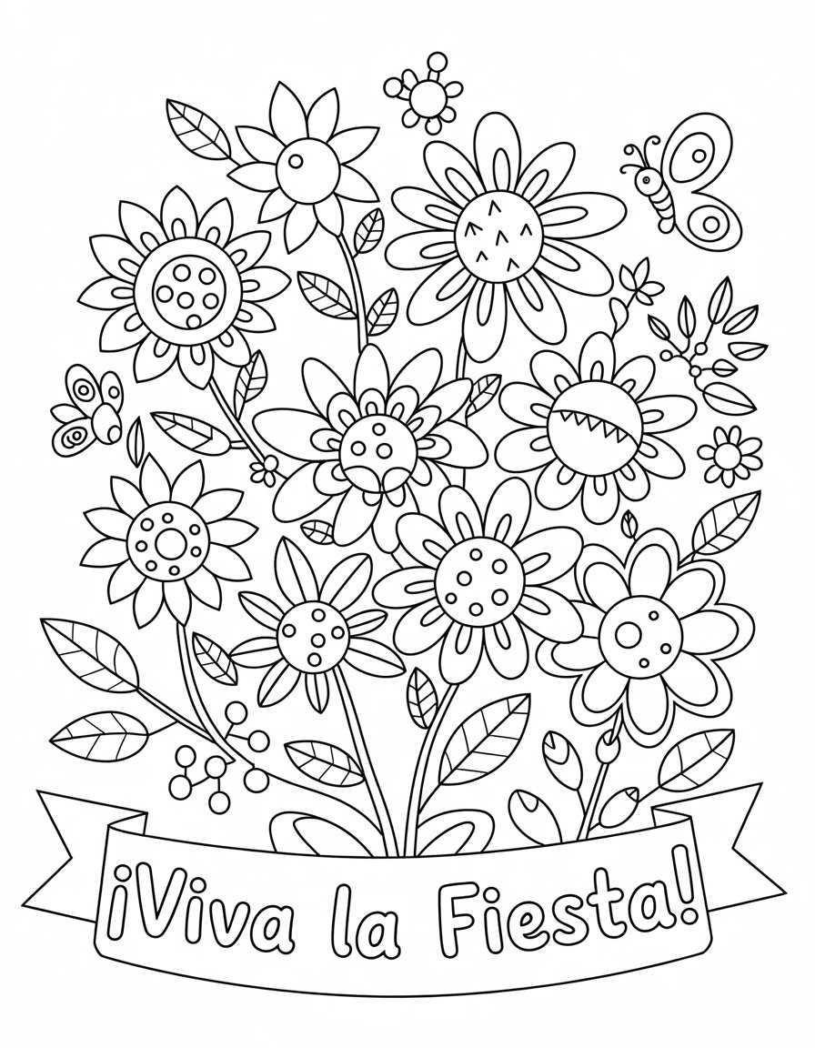 mexican flower coloring page