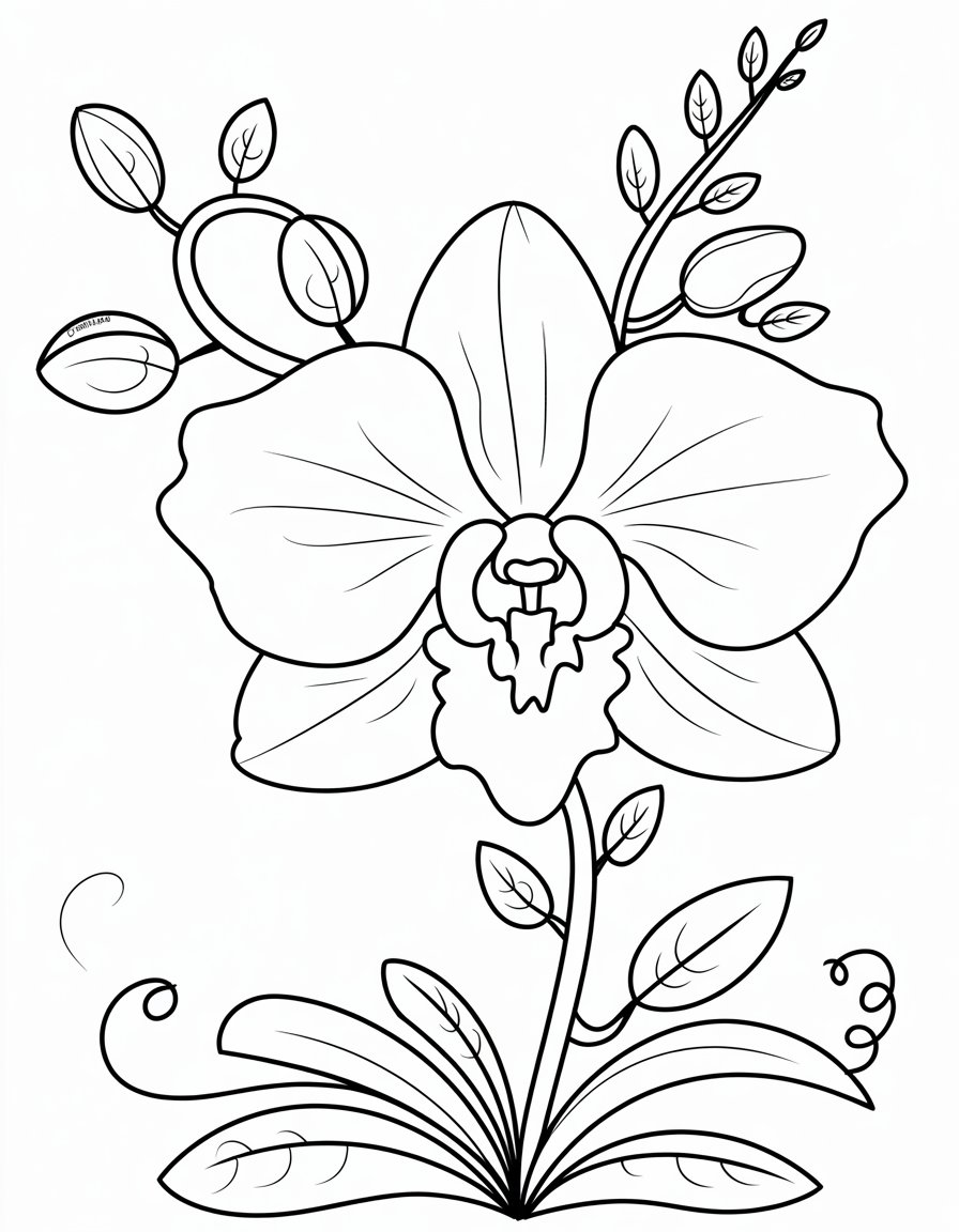 orchid flower coloring page