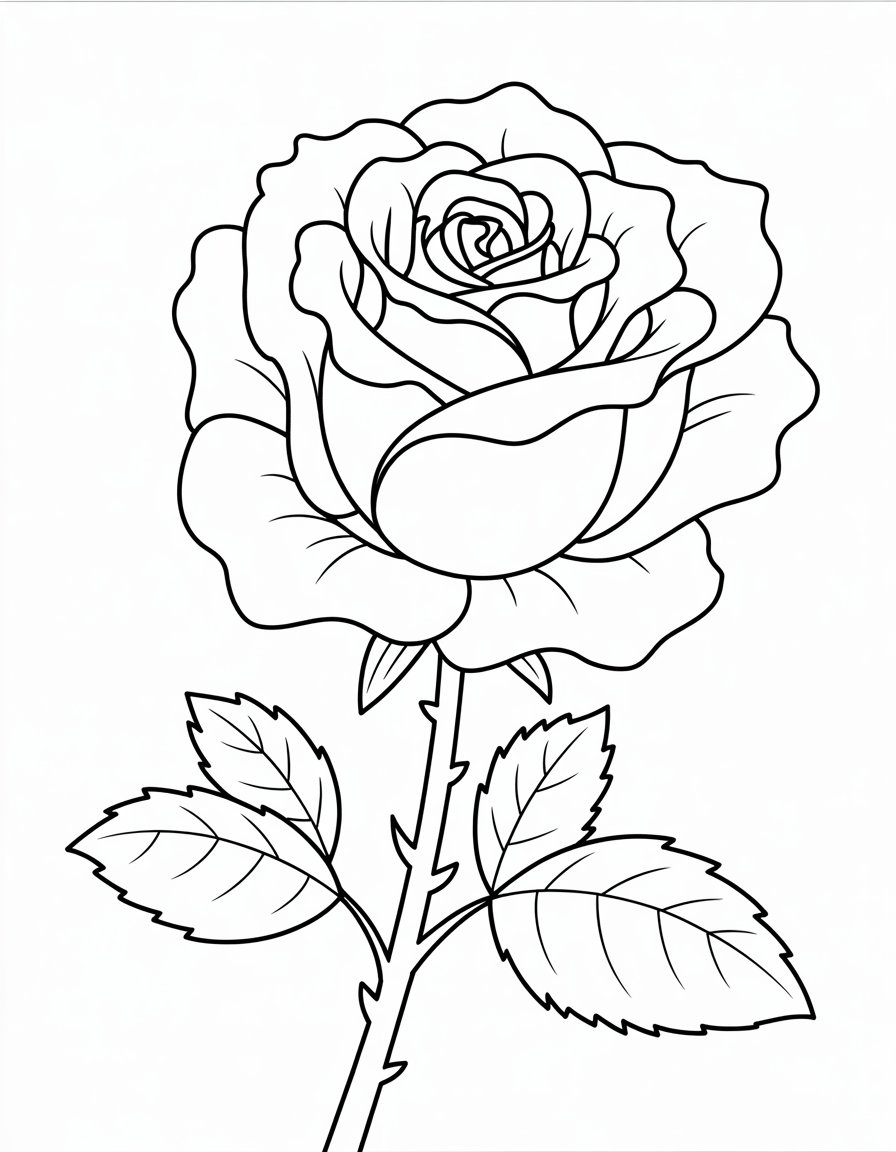 rose flower coloring page