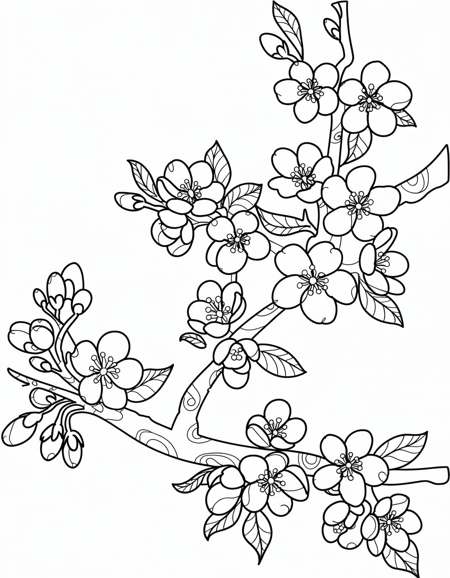 sakura flower coloring page