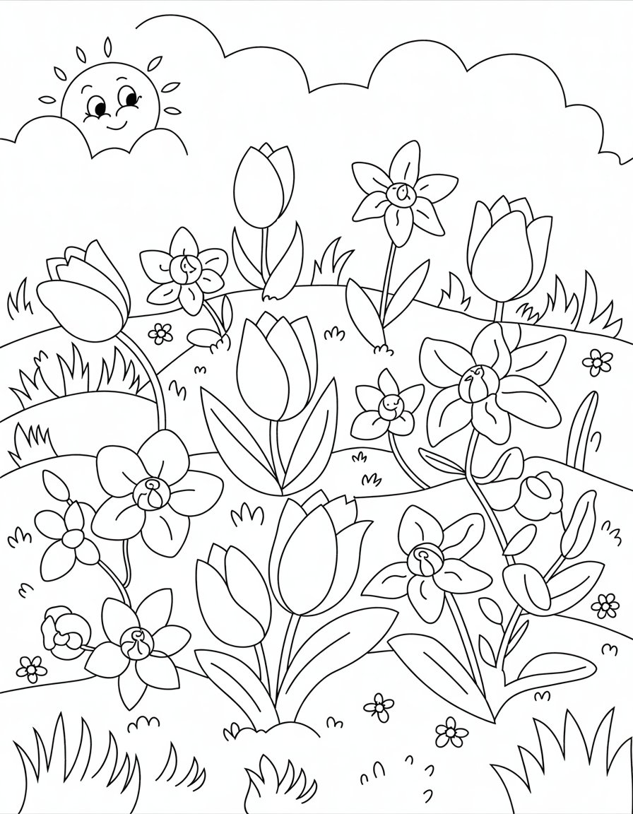 spring flower coloring page
