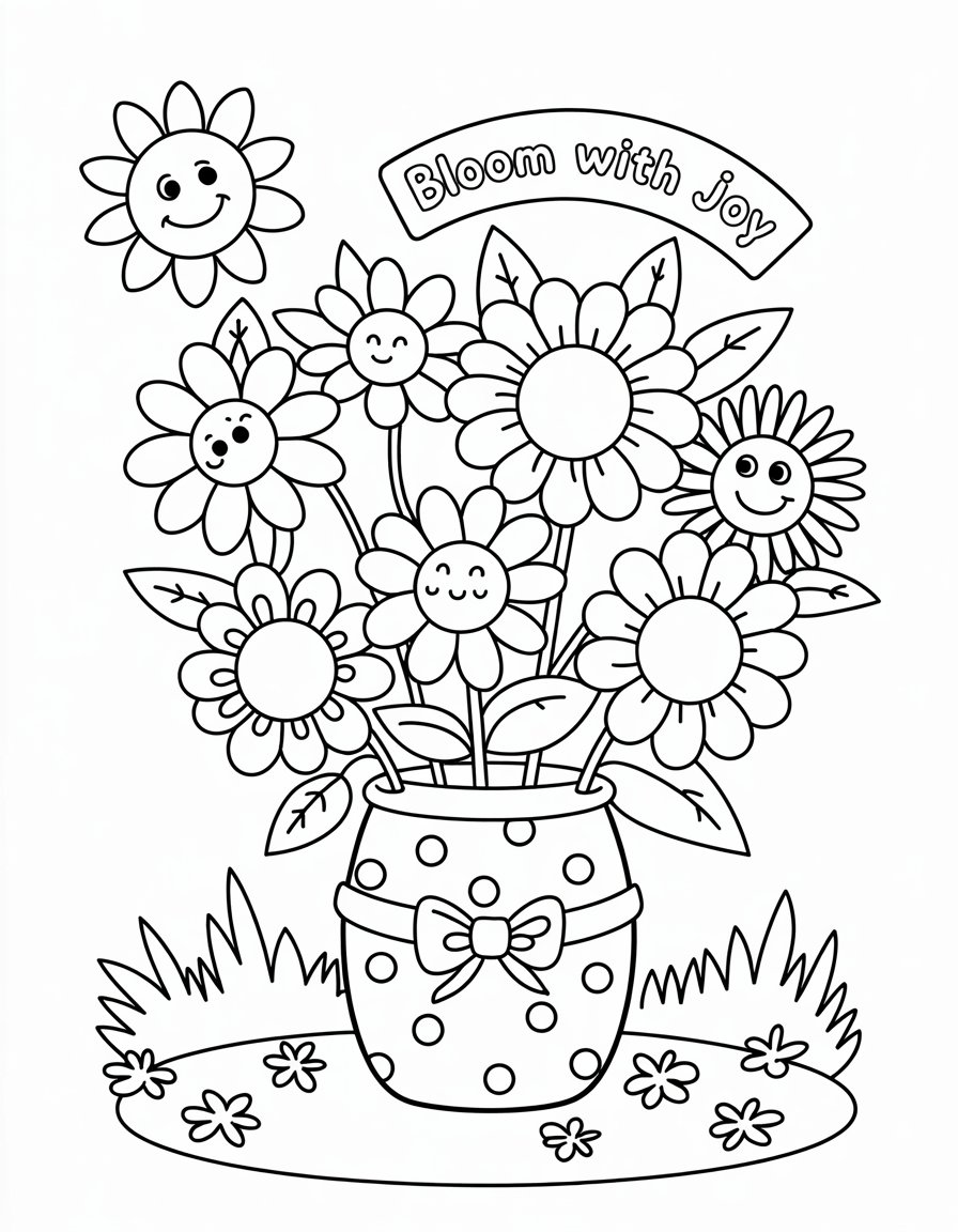 summer flower coloring page