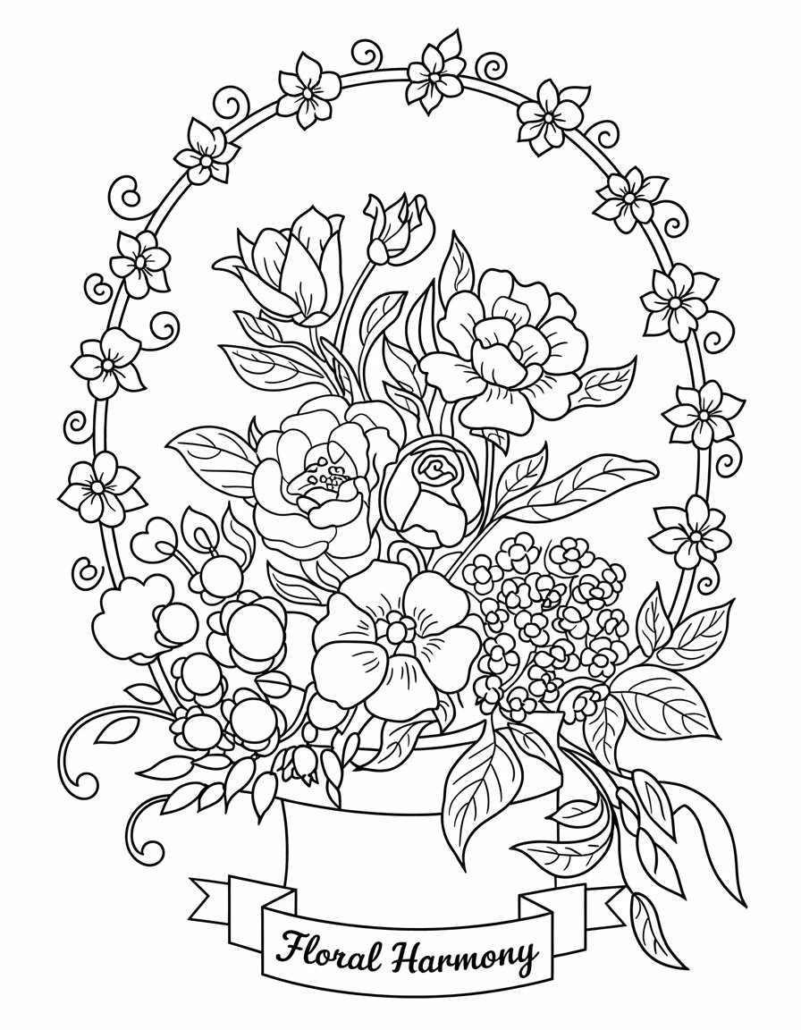 vintage flower coloring page