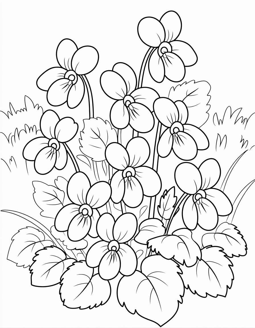 violet flower coloring page