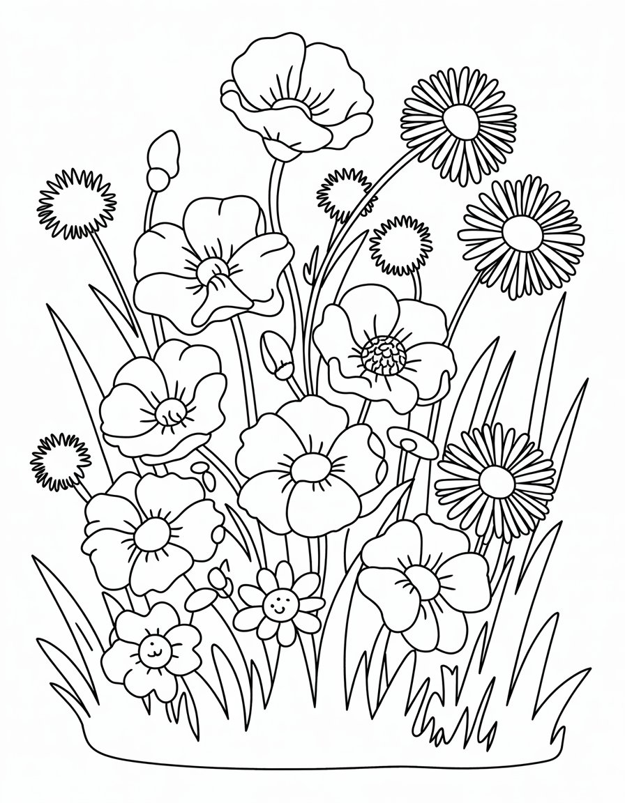 wild flower coloring page