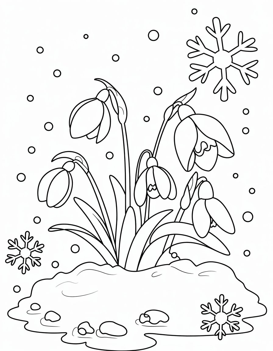 winter flower coloring page