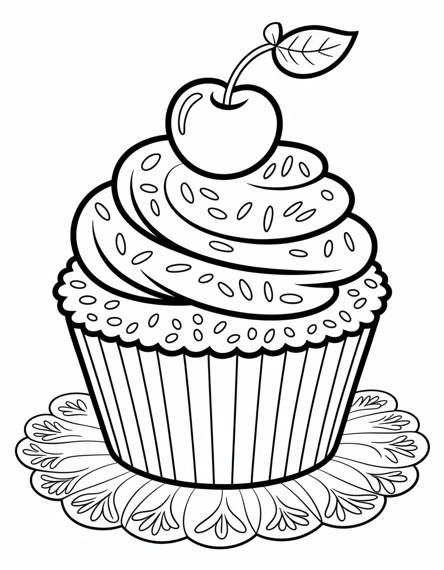 cupcake food cute coloring page