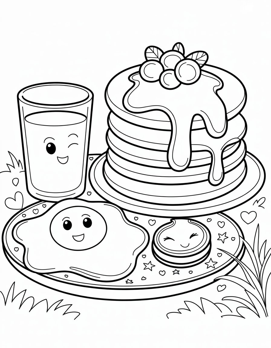 cute breakfast food coloring page