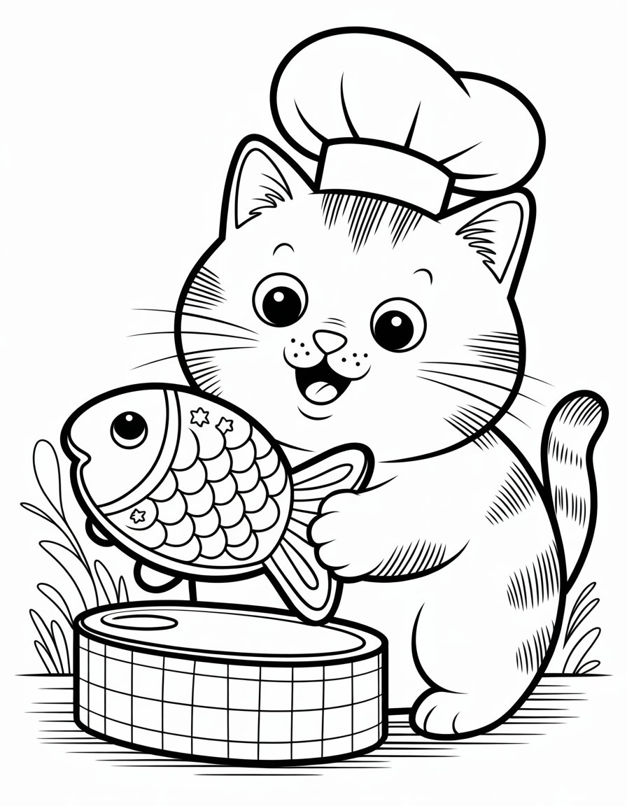cute cat food coloring page