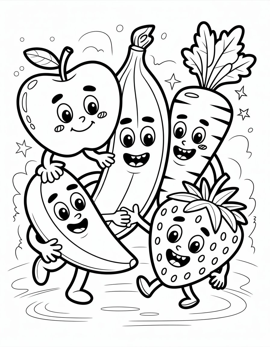 cute doodle coloring page food