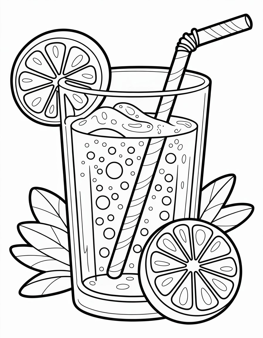 cute drinks coloring page