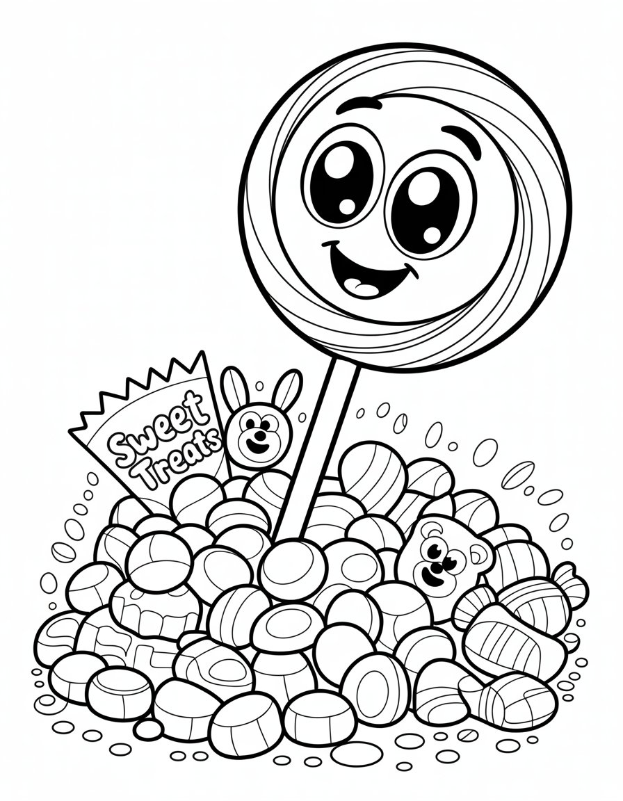cute food candy coloring page