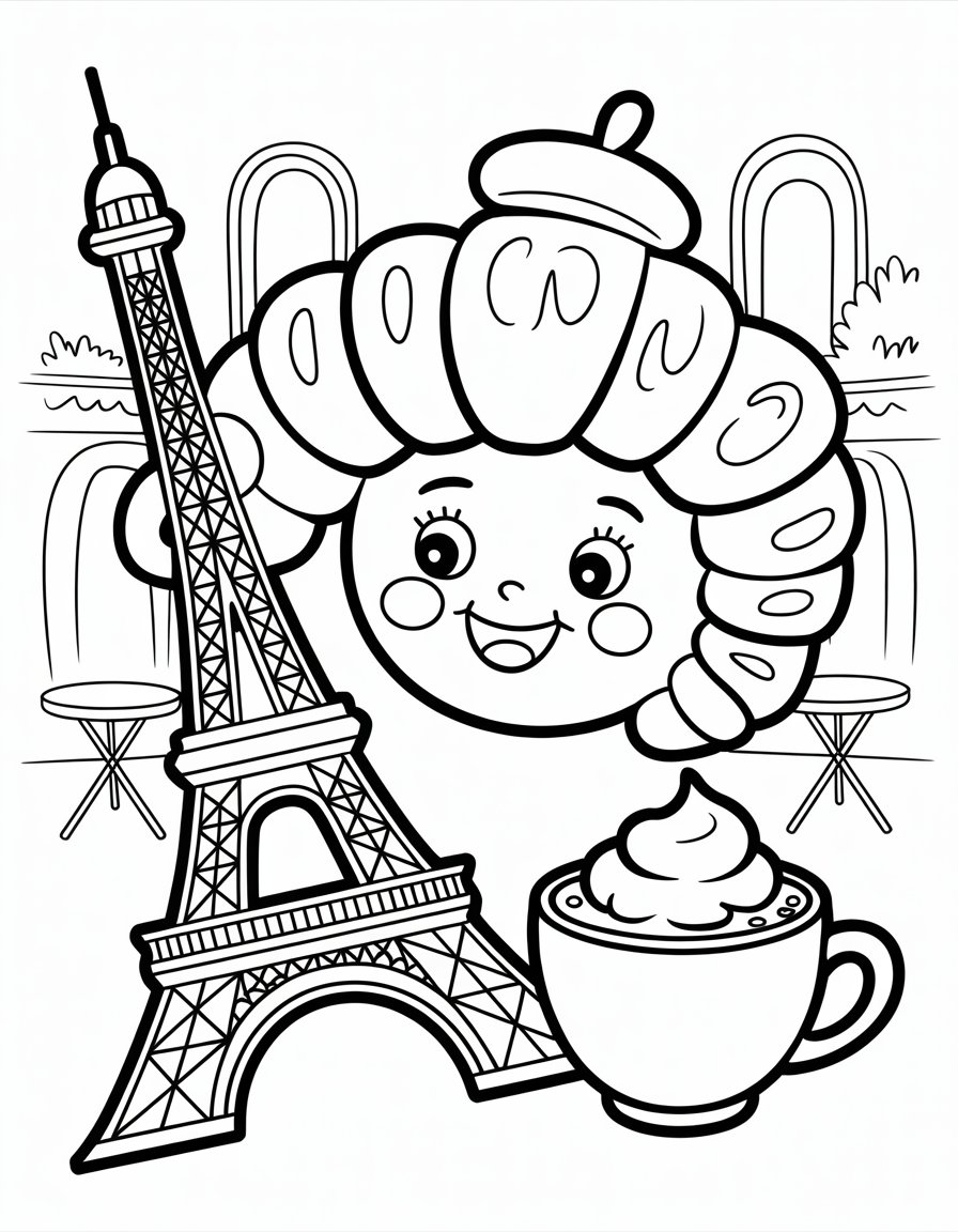 cute french food coloring page