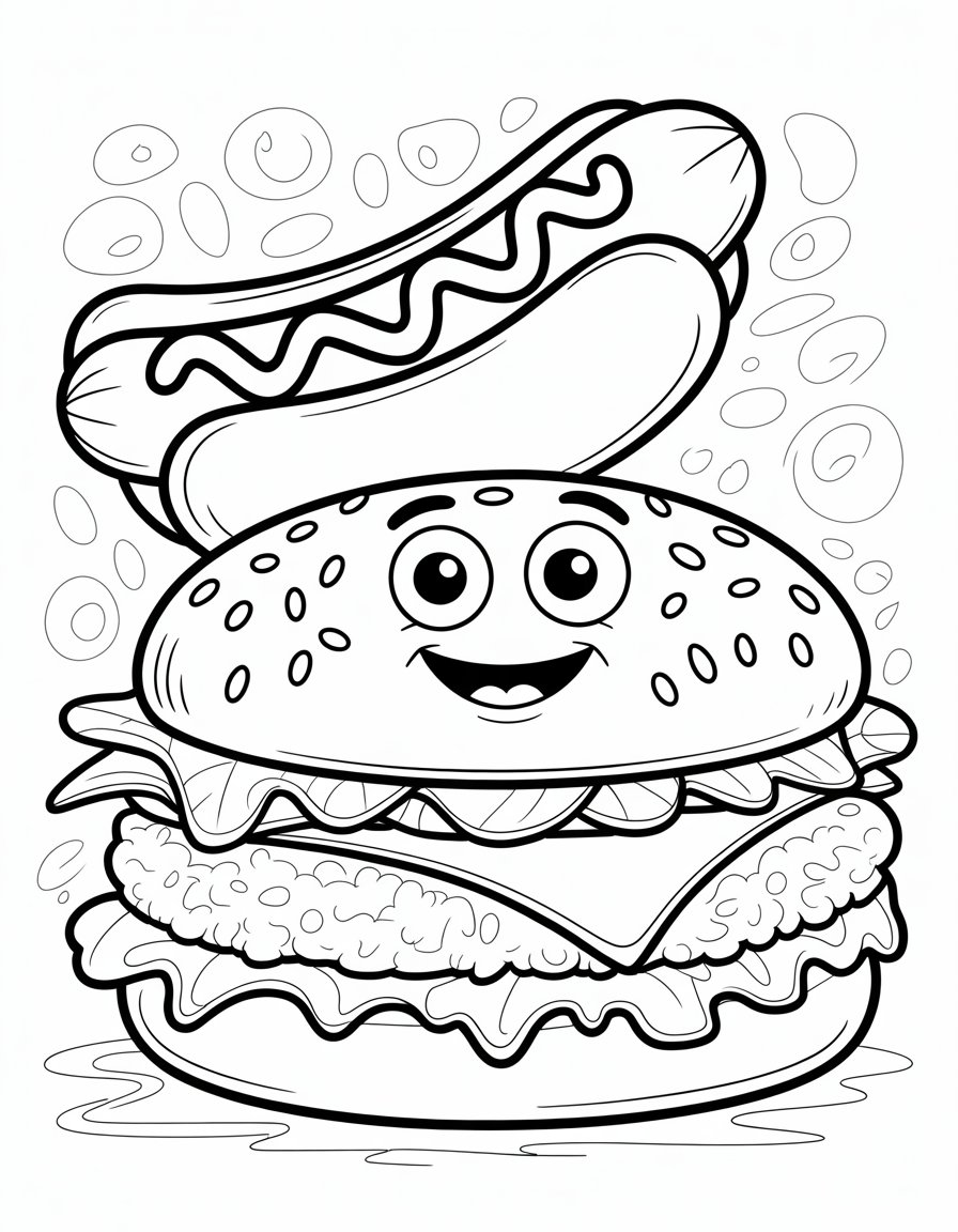 cute junk food coloring page