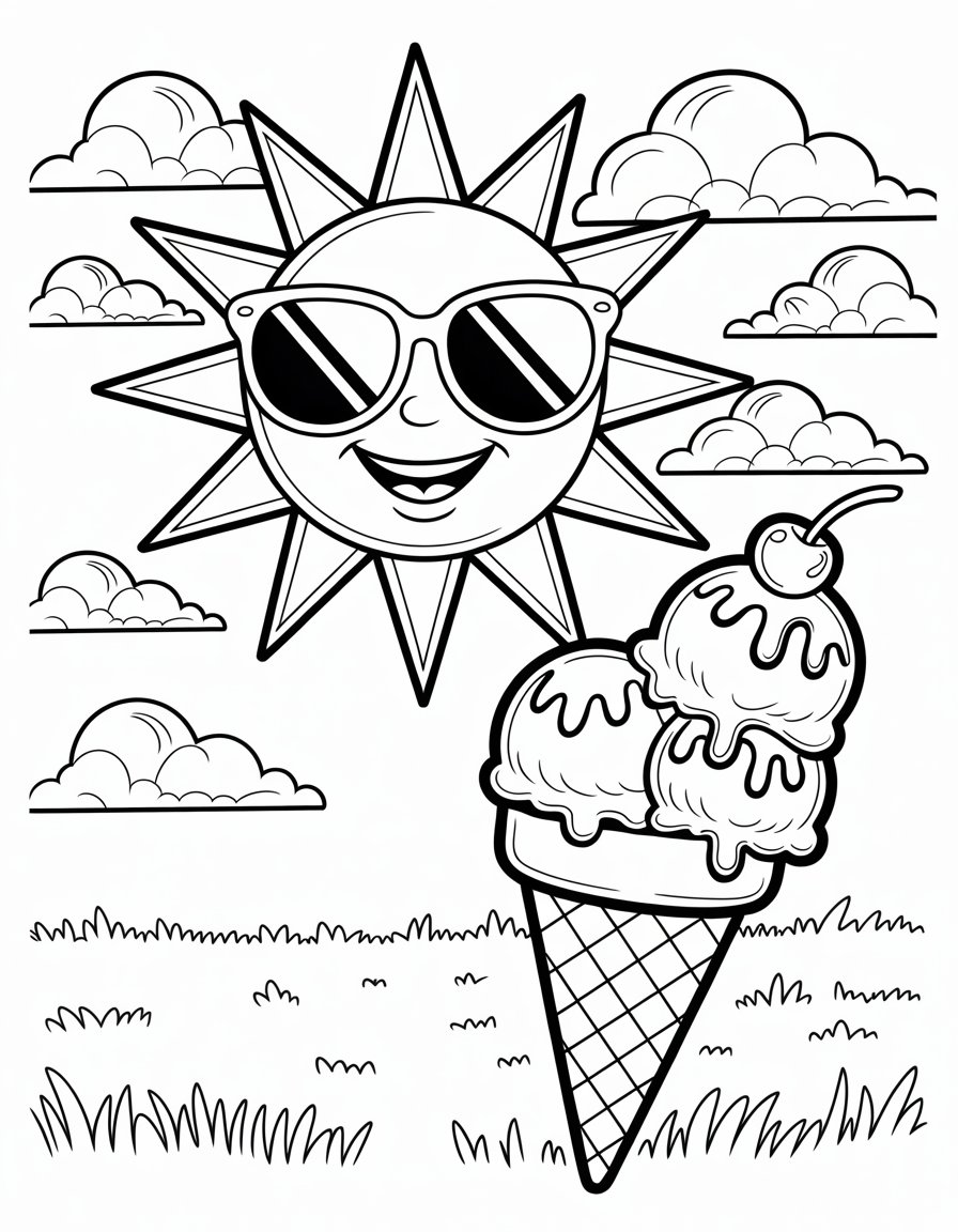 cute summer coloring page