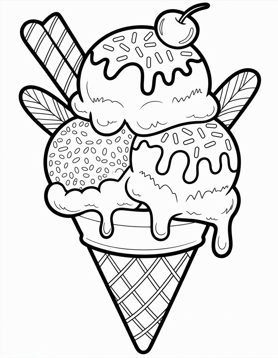 dessert food cute coloring page