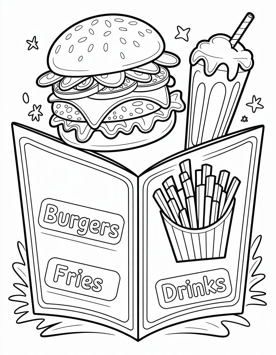 food menu coloring page