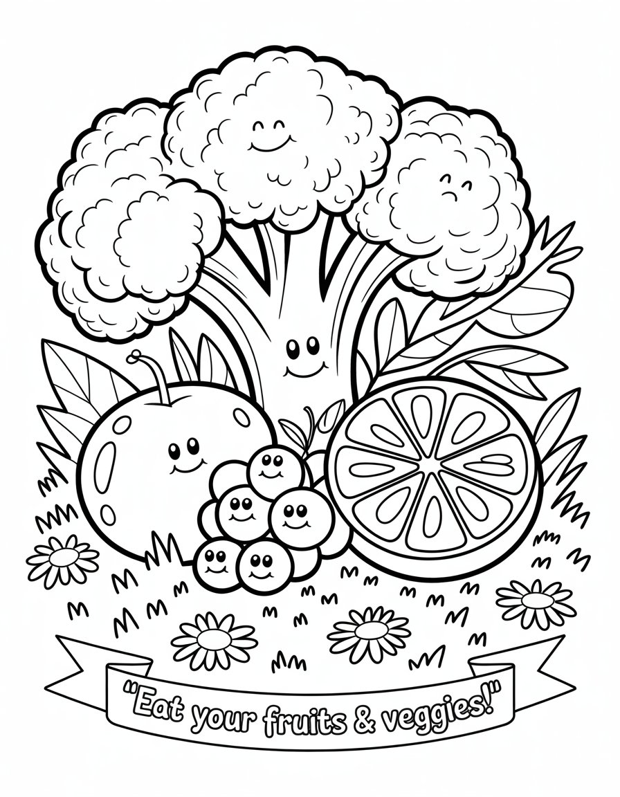preschool healthy food coloring page
