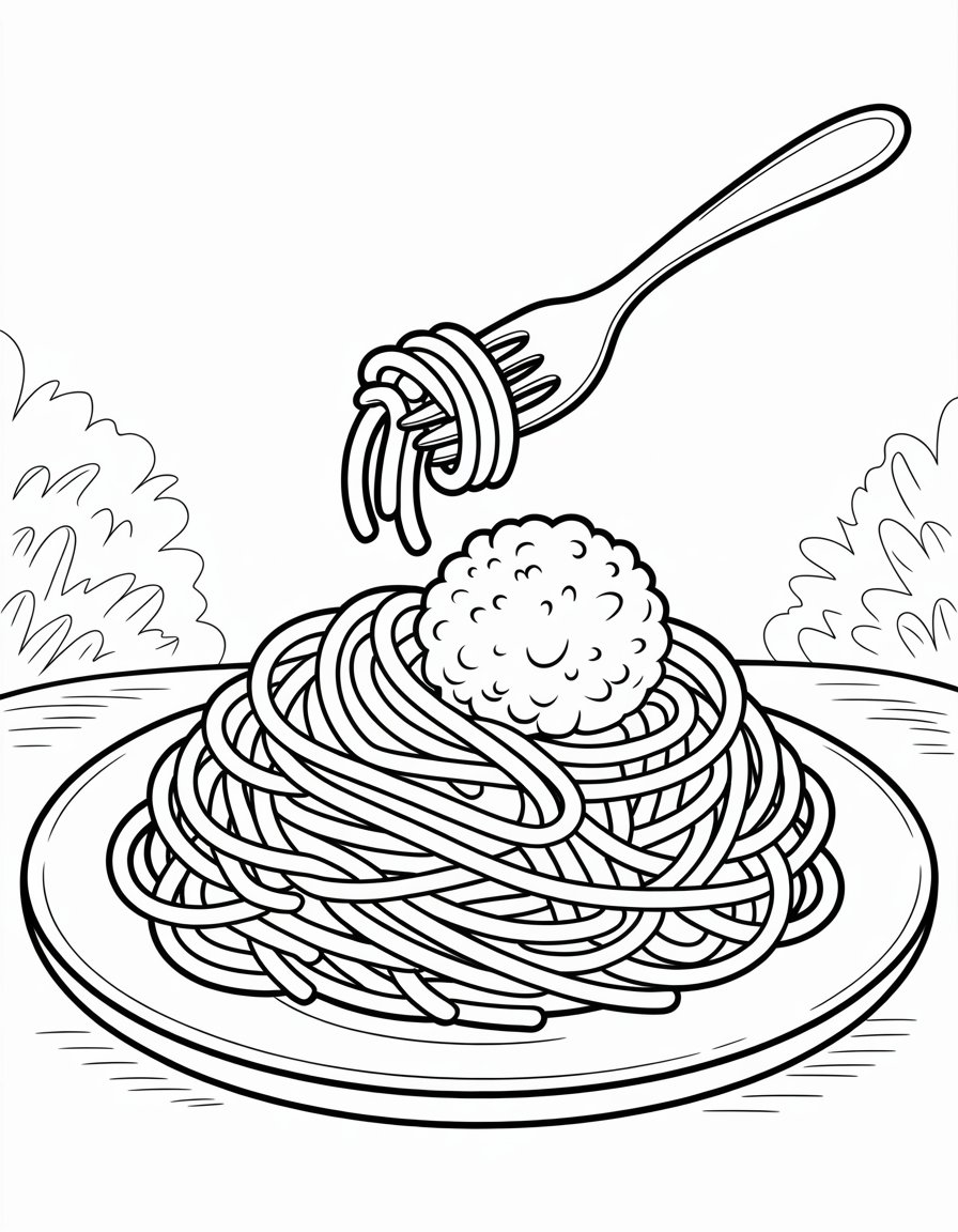 spaghetti coloring page