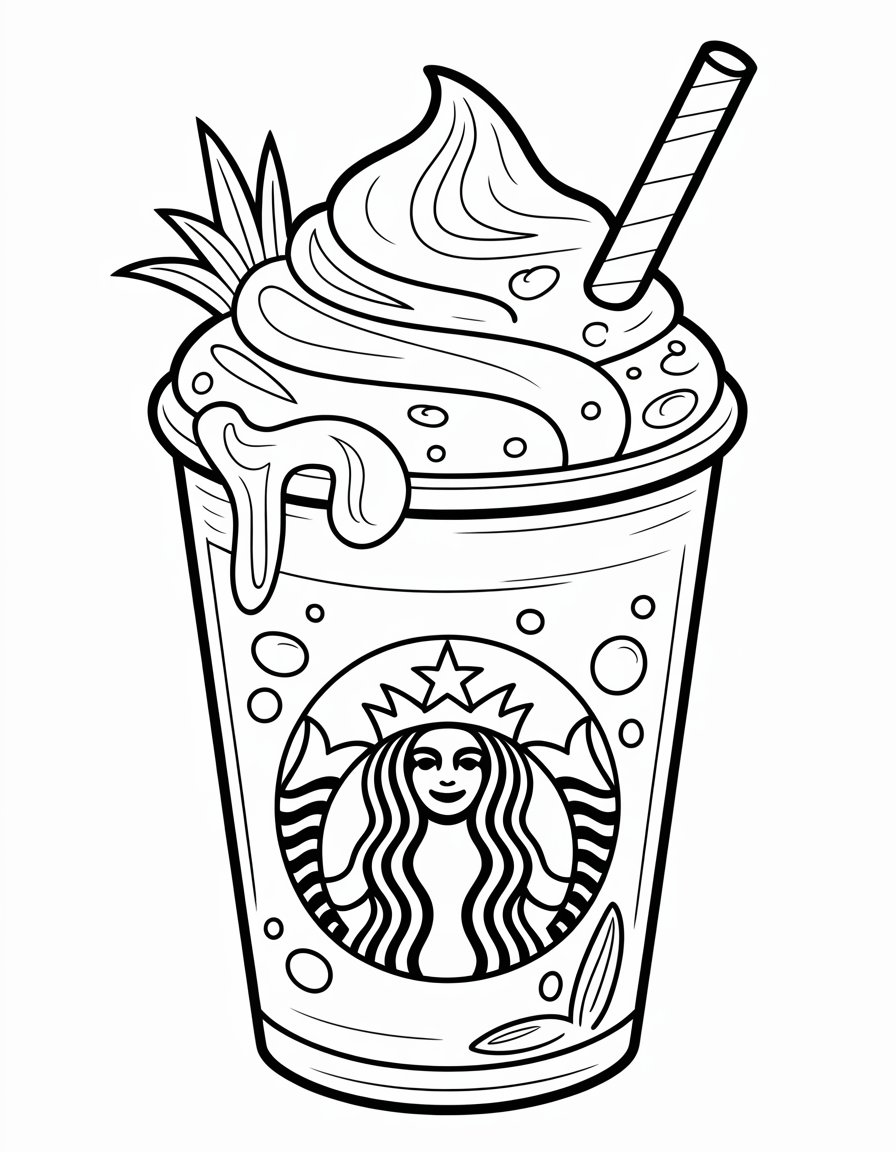 starbucks food cute coloring page