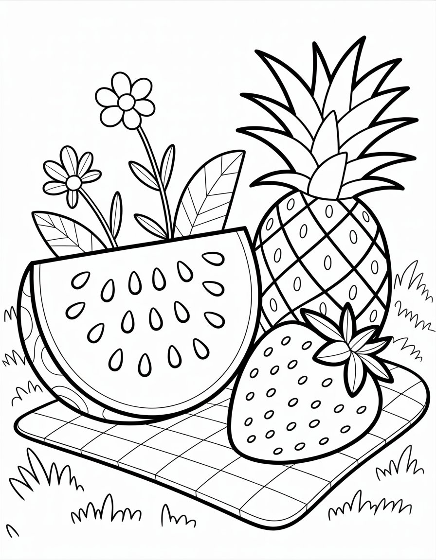summer fruit coloring page
