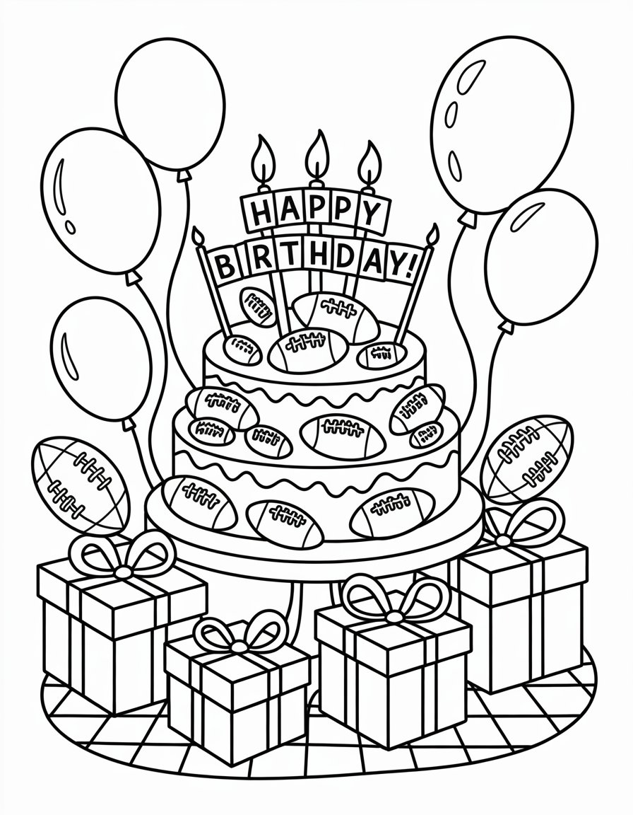 football birthday coloring page