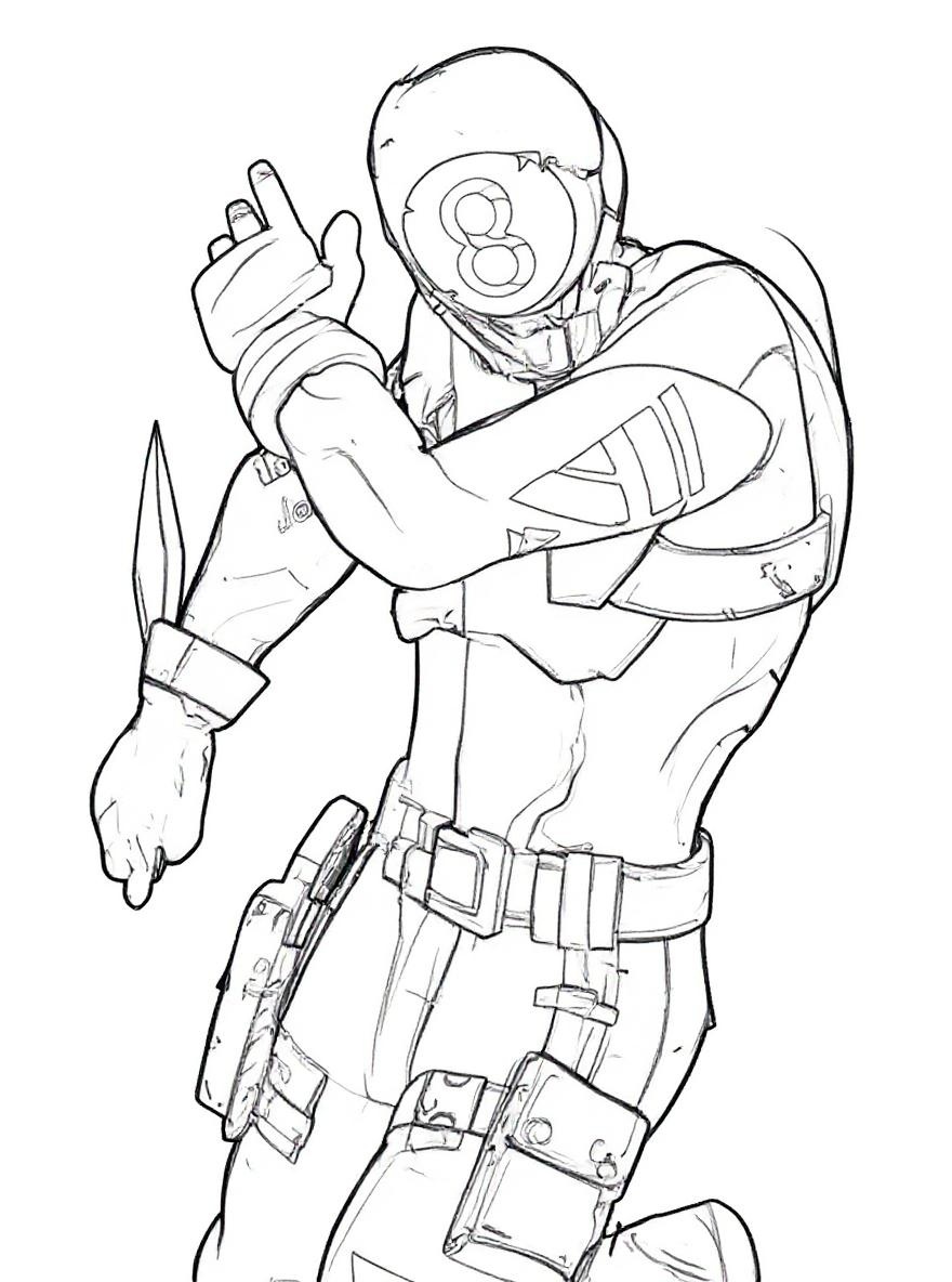 Fortnite 8-Ball fighting stance coloring page