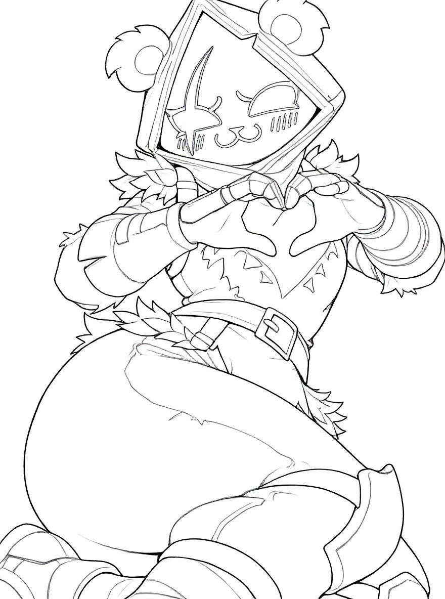 fortnite bear making a heart coloring page