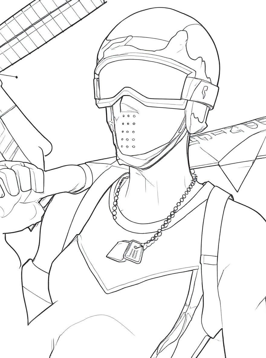 fortnite character in combat coloring page