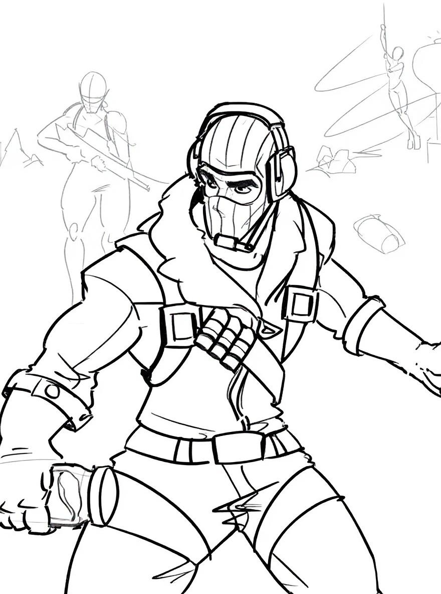 fortnite character in pilot suit coloring page