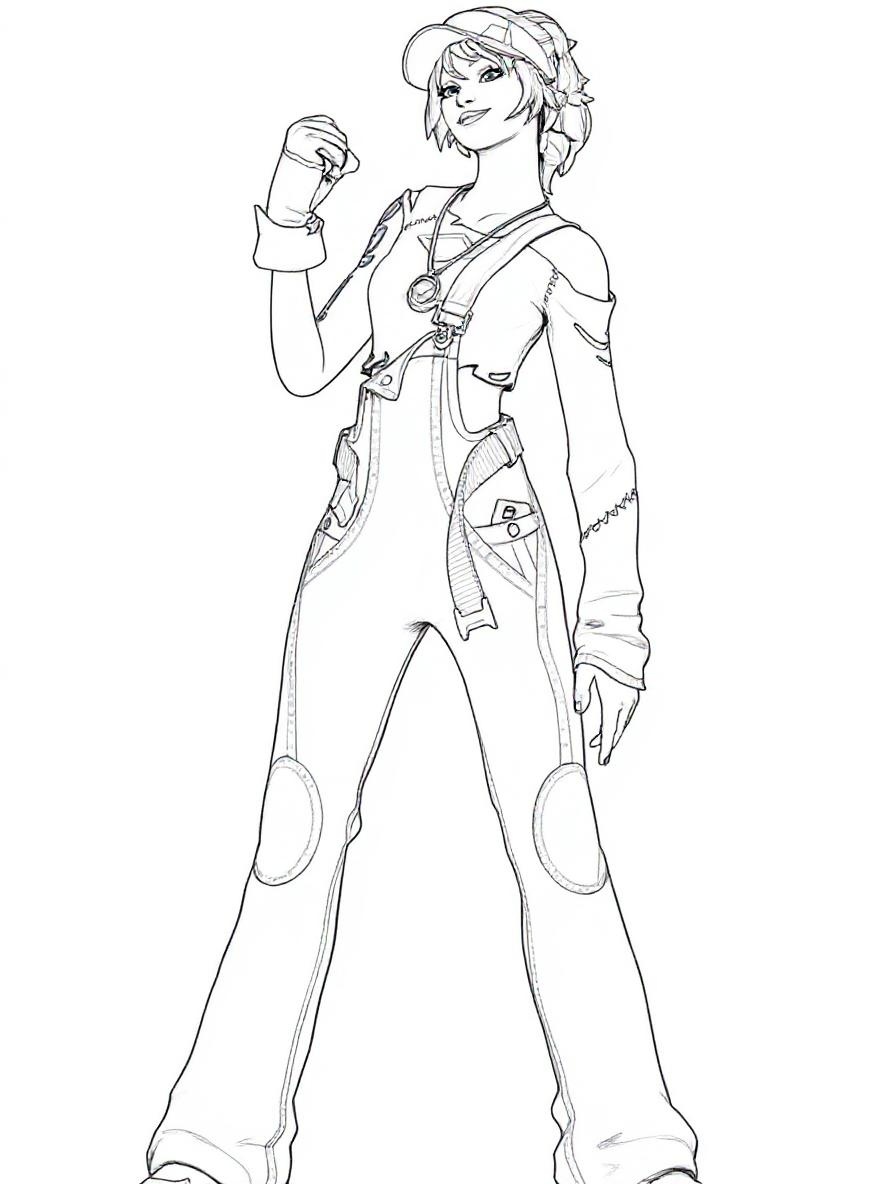 fortnite character in yellow overalls coloring page