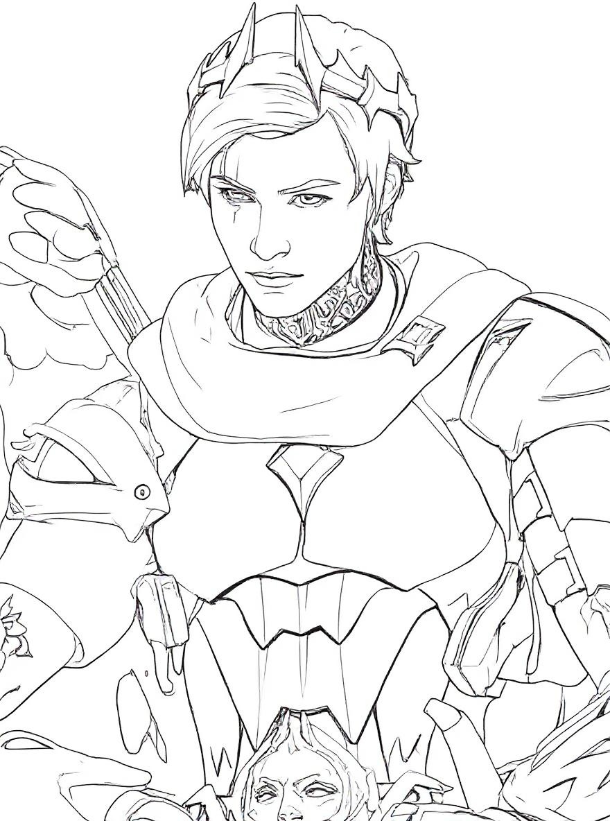 Fortnite character with crown coloring page