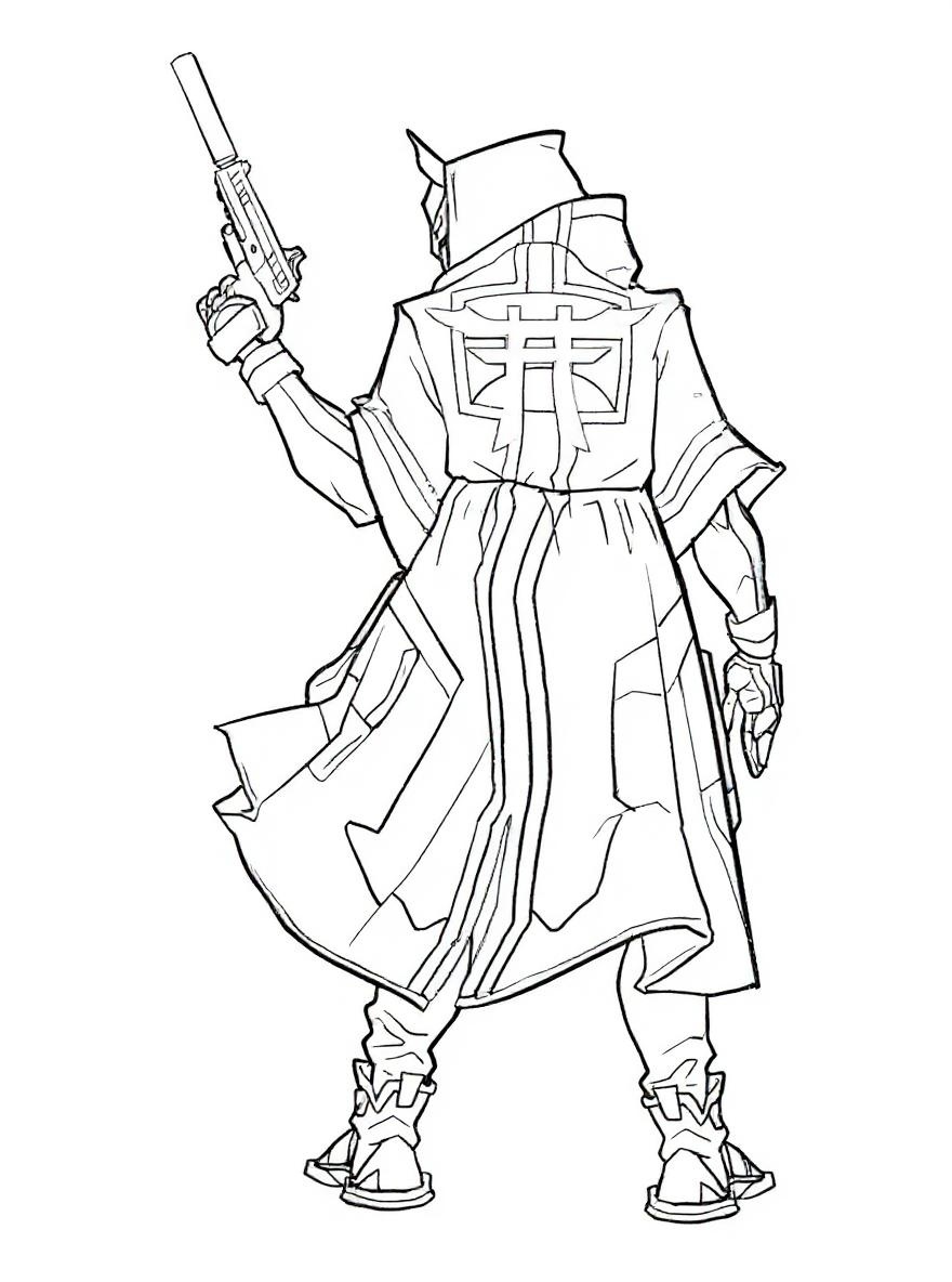 fortnite character with gun coloring page