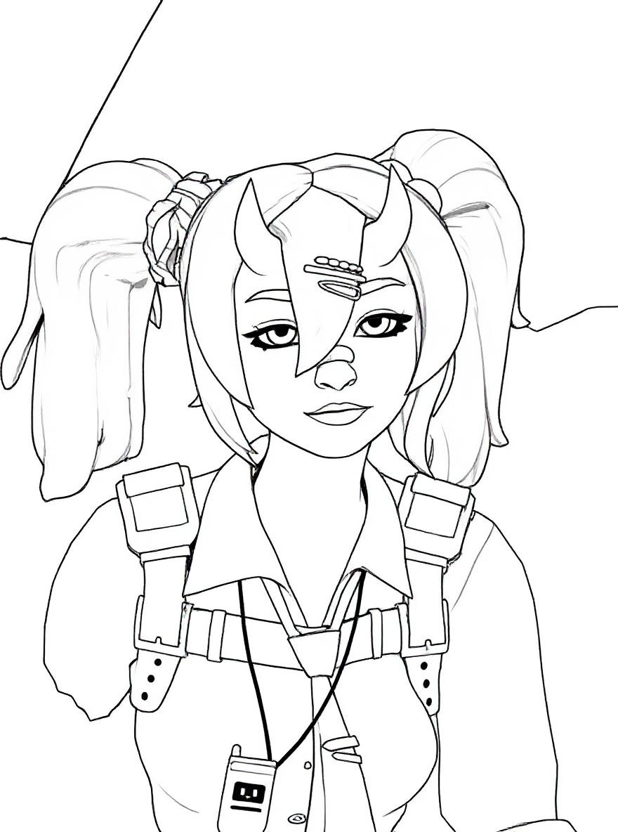 Fortnite demon girl coloring page
