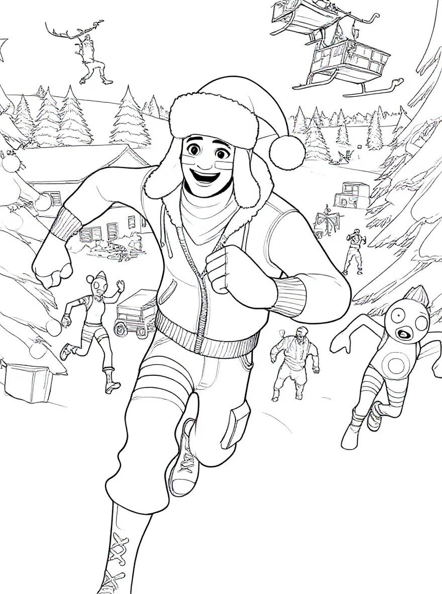 Fortnite holiday fun coloring page