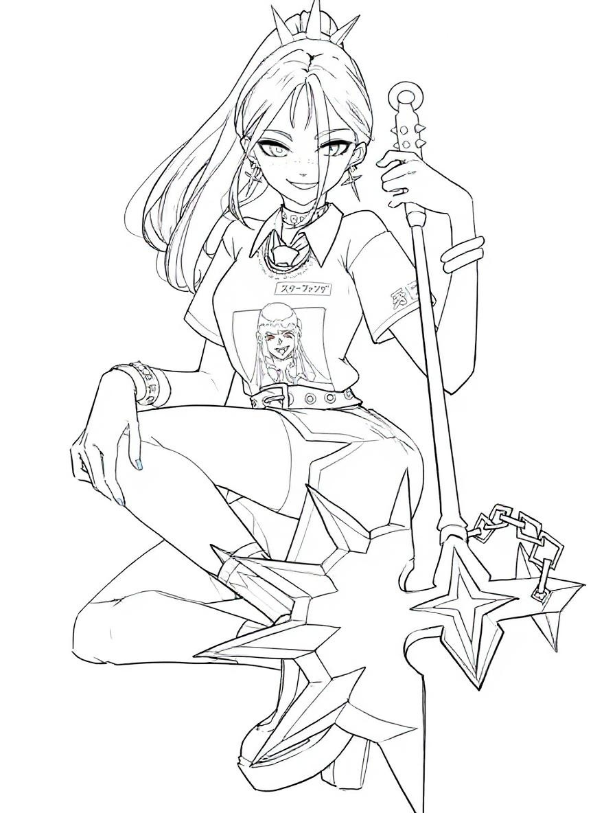 fortnite punk girl with spiked weapon coloring page
