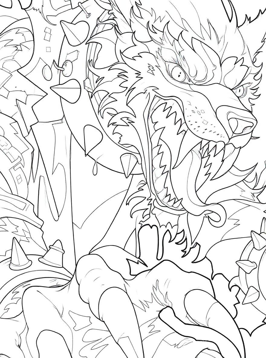 Neon werewolf coloring page