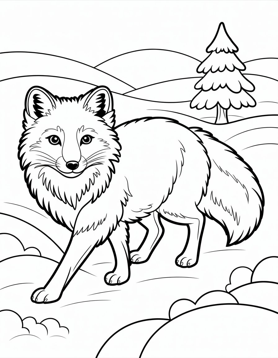 arctic fox coloring page