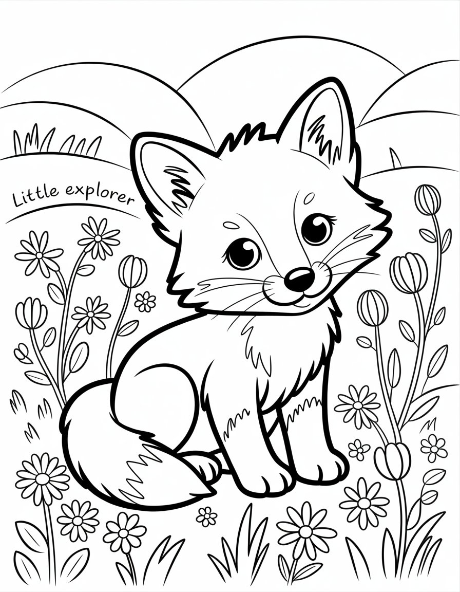 baby fox coloring page