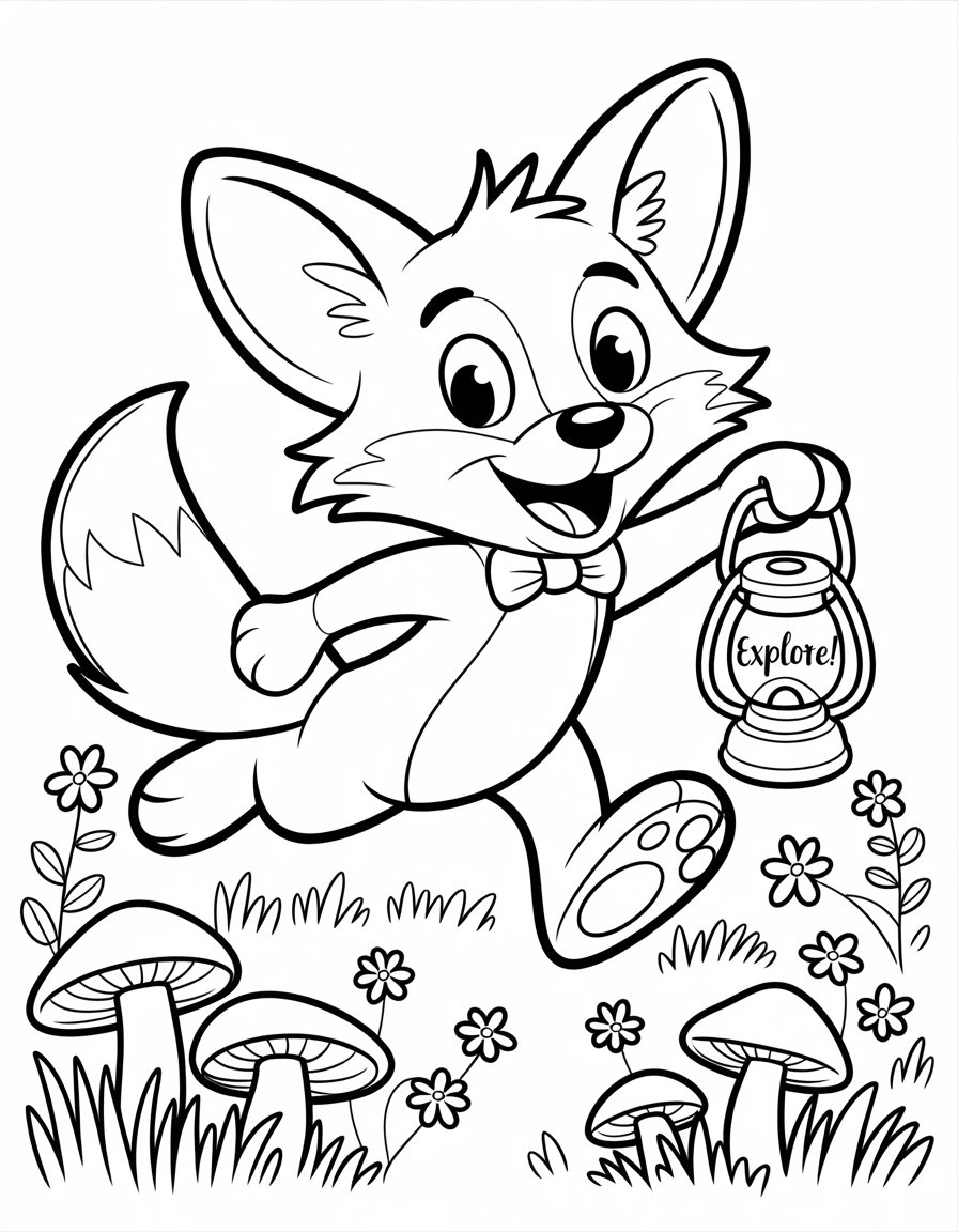 cartoon fox coloring page