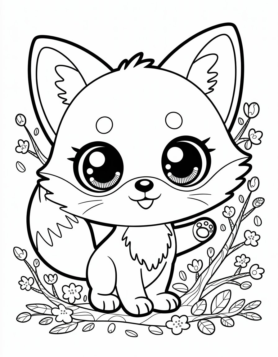 cute anime fox coloring page