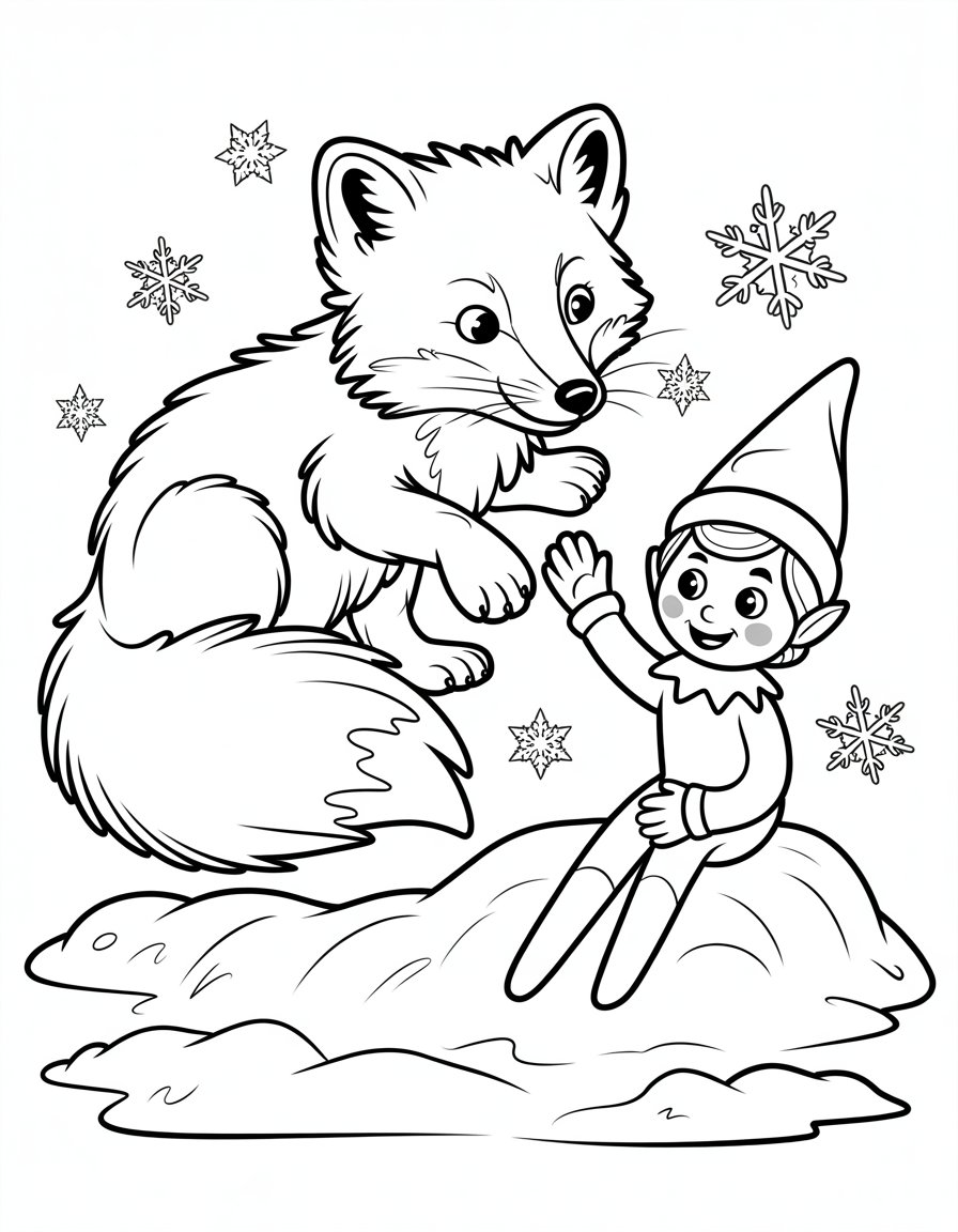 elf on the shelf arctic fox coloring page