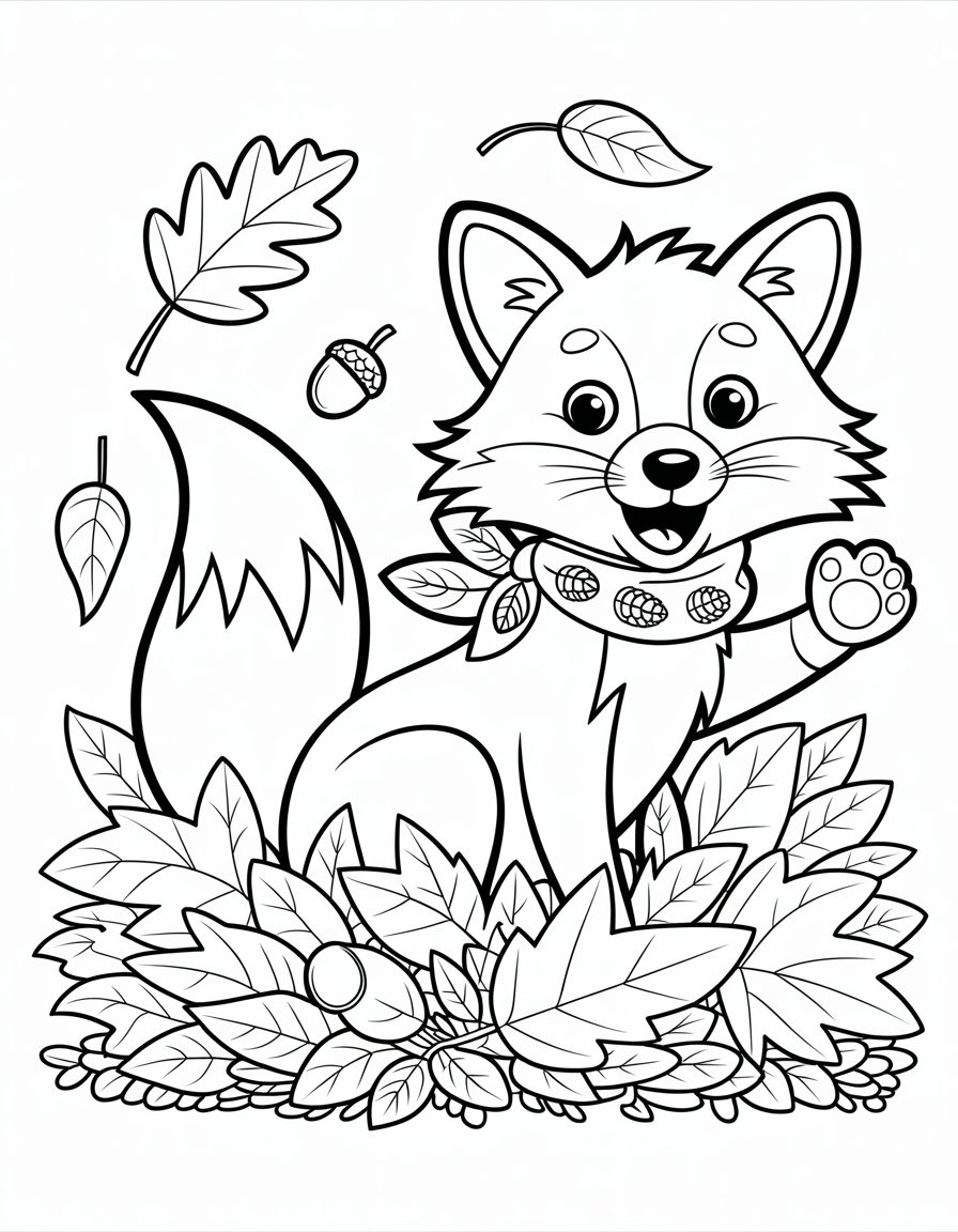 fall fox coloring page