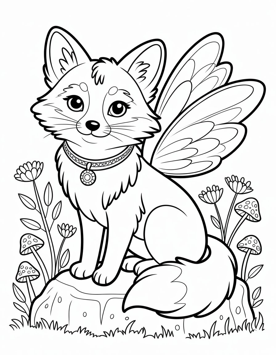 fox elf pets coloring page