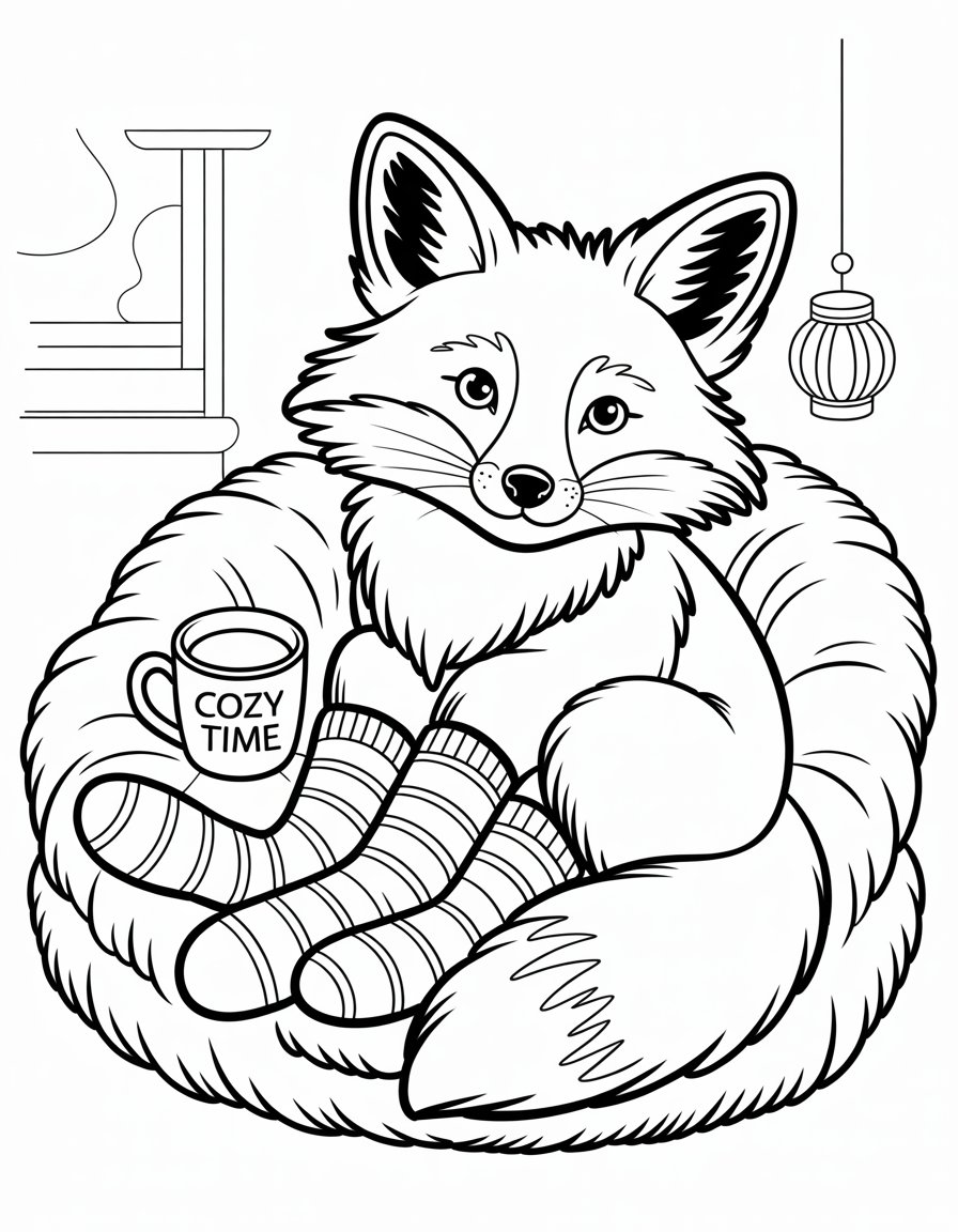 fox in socks coloring page