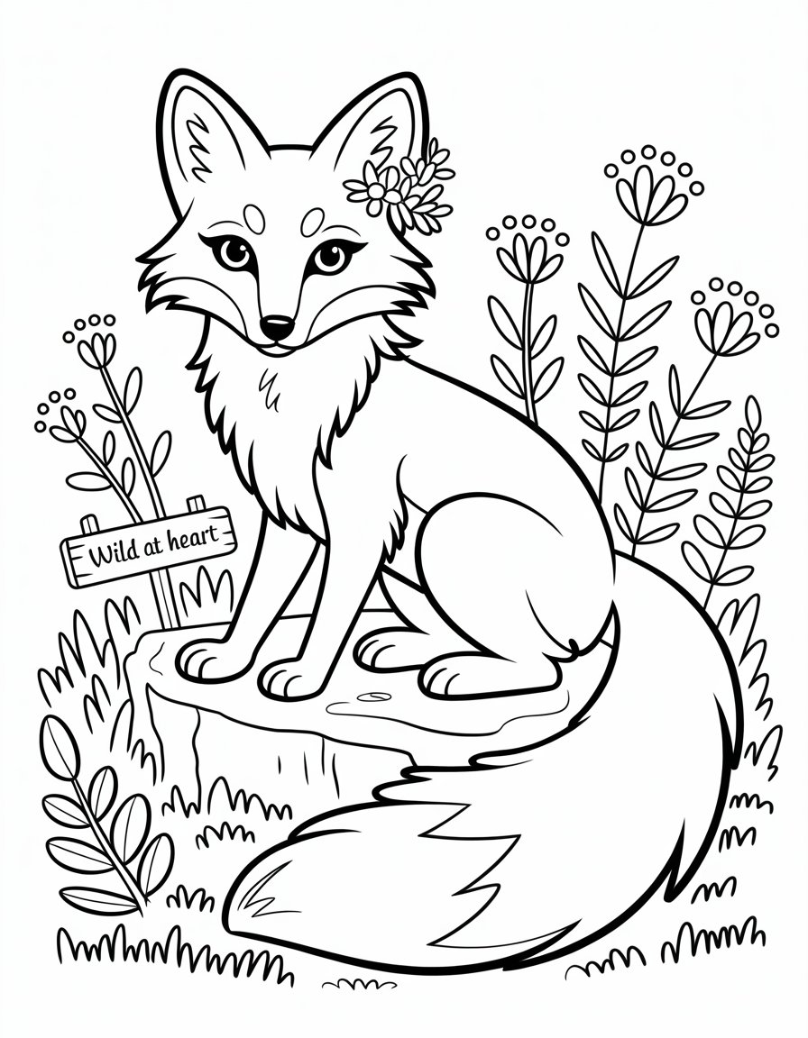 fox therian coloring page