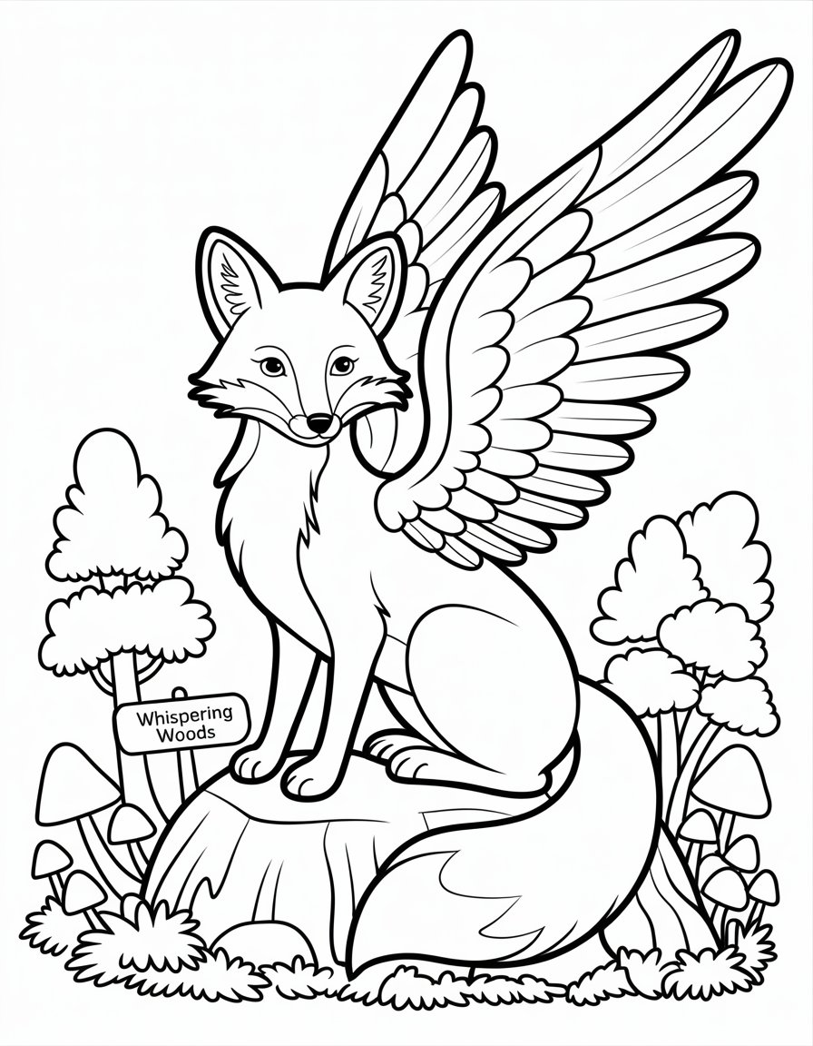 fox with wings coloring page