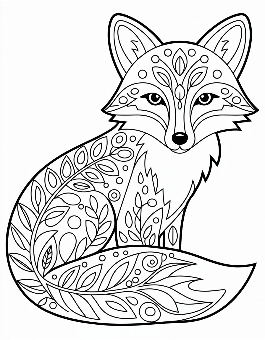 mandala fox coloring page