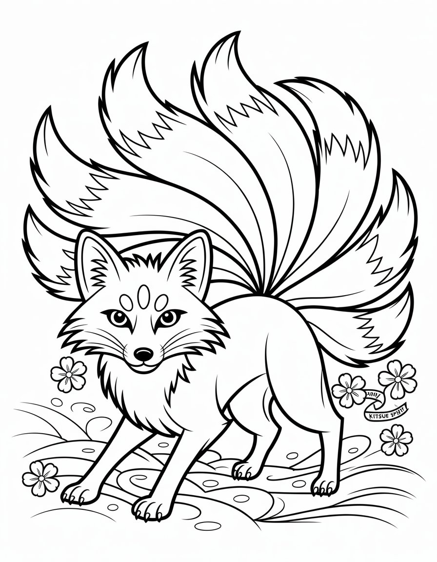 nine tailed fox coloring page